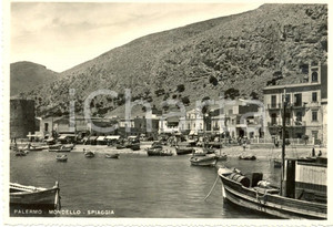 Cartolina originale da collezione 1953 PALERMO Barche all attracco a MONDELLO Cartolina FG VG 1
