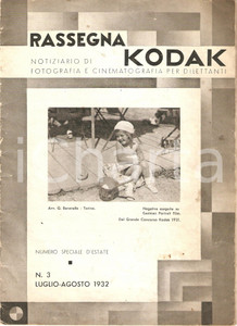 Giornale, rivista storica 1932 RASSEGNA KODAK n.3 Speciale estate KODAK Mod. 620 Rivista DANNEGGIATA 1