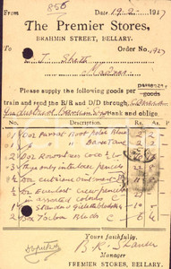 Cartolina originale da collezione 1947 BELLARY INDIA THE PREMIER STORES Spedizione merci per ferrovia Cartolina 1