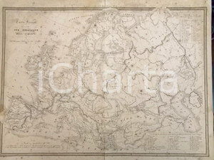 Stampa, bozzetto originale 1865 ca TORINO Atlante universale  Carta fisica dell Europa Ed. MAGGI 1