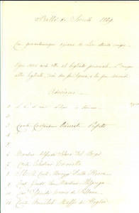 Manoscritto, lettera originale 1869 TORINO Ballo di società marchese Alfredo SOLARI DEL BORGO Adesioni nobili 1