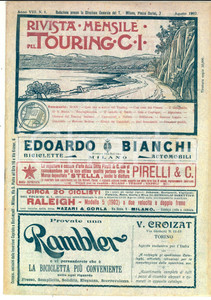 Materiale pubblicitario d’epoca 1902 TOURING CLUB ITALIANO Rivista mensile  Città di ESTE Anno VIII n°8 1
