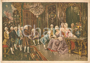 Cartolina originale da collezione 1955 ca MUSICA Il piccolo MOZART a corte  Ill. di A. PAGLIANI Cartolina FG VG 1