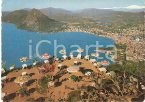 Cartolina originale da collezione 1970 ca LUGANO SVIZZERA Terrazza su MONTE BRE  vista lago Cartolina VINTAGE FG 1