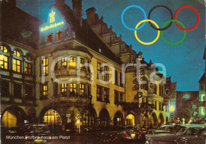 Cartolina originale da collezione 1972 MUNCHEN Birreria Hofbräuhaus e cerchi olimpici Cartolina FG NV 1