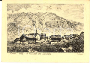 Cartolina originale da collezione 1939 AGARO VB Il paesello che scompare Cartolina ILLUSTRATA R. PAGGI FG VG 1