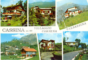 Cartolina originale da collezione 1968 CASSINA VALSASSINA LC Vedutine VILLAGGIO CORSENA Cartolina VINTAGE FG VG 1