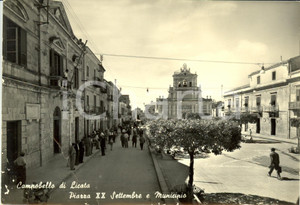 Cartolina originale da collezione 1959 CAMPOBELLO DI LICATA (AG) Piazza XX SETTEMBRE con municipio *DANNEGGIATA 1
