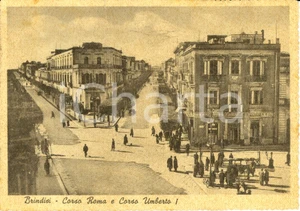 Cartolina originale da collezione 1942 BRINDISI Corso ROMA e corso UMBERTO I calzature CARAVAGLIO ANIMATA FG VG 1