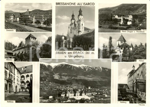 Cartolina originale da collezione 1950 ca BRESSANONE BZ Vedutine della cittÃ  con sanatorio Cartolina FG NV 1