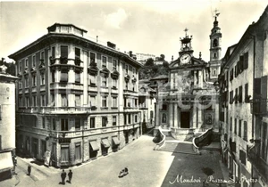 Cartolina originale da collezione 1955 MONDOVI  CN Scorcio di piazza SAN PIETRO Cartolina animata FG NV 1
