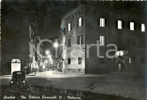 Cartolina originale da collezione 1951 SONDRIO Notturno di Via VITTORIO EMANUELE II *Cartolina postale FG VG 1