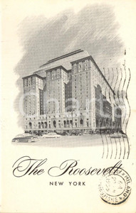Cartolina originale da collezione 1955 NEW YORK USA Facciata dell Hotel ROOSEVELT Cartolina ANIMATA FP VG 1
