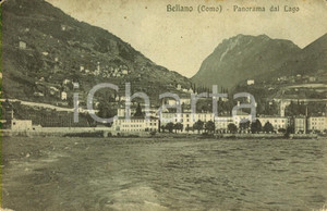 Cartolina originale da collezione 1919 BELLANO LC Panorama del paese dal lago di COMO Cartolina DANNEGGIATA VG 1