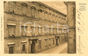Cartolina originale da collezione 1907 FOLIGNO PG Veduta di Palazzo CANDIOTTI REGAZZONI Cartolina ANIMATA FP VG 1