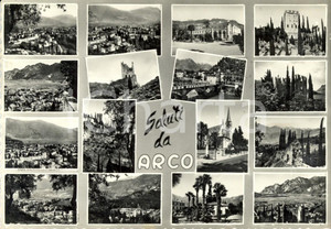 Cartolina originale da collezione 1960 ARCO TN Vedutine castello e chiesa SANTA TRINITA  Cartolina FG VG 1