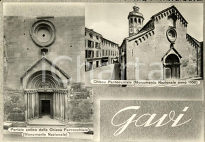 Cartolina originale da collezione 1950 ca GAVI (AL) Vedutine Chiesa parrocchiale di SAN GIACOMO *Cartolina FG VG 1