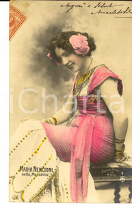 Cartolina originale da collezione 1903 TEATRO Maria NENCIONI nel ruolo di Messalina Cartolina al duca GUARINI 1