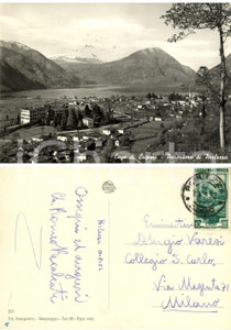 Autografo originale 1952 PORLEZZA (CO) Panorama con lago di Lugano *Autografo don Romeo RECALCATI 1