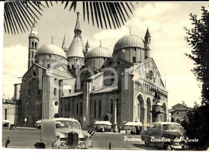 Cartolina originale da collezione 1960 PADOVA Basilica del Santo Cartolina postale animata con auto FG VG 1