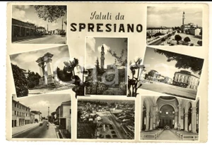 Cartolina originale da collezione 1954 SPRESIANO TV Vedutine con chiesa e monumento ai Caduti Cartolina FG VG 1