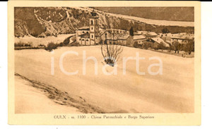 Cartolina originale da collezione 1931 OULX TO Chiesa parrocchiale e borgo superiore Cartolina FP VG 1