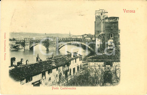 Cartolina originale da collezione 1900 ca VERONA Veduta Ponte CASTELVECCHIO sul fiume ADIGE Cartolina FP VG 1