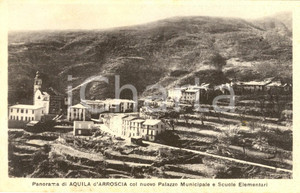 Cartolina originale da collezione 1950 AQUILA D ARROSCIA IM Palazzo Municipale e scuole Cartolina FP NV 1