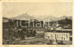 Cartolina originale da collezione 1928 BIELLA Veduta panoramica di Piazza Quintino SELLA Cartolina FP VG 1