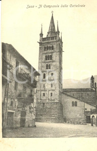 Cartolina originale da collezione 1900 ca SUSA (TO) Veduta campanile Cattedrale di SAN GIUSTO *Cartolina FP NV 1