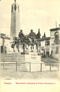 Cartolina originale da collezione 1905 ca FIESOLE (FI) Monumento a GARIBALDI e VITTORIO EMANUELE II *Cartolina NV 1