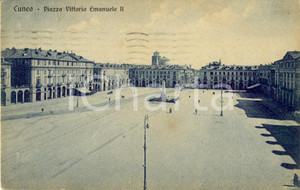 Cartolina originale da collezione 1933 CUNEO Veduta di Piazza VITTORIO EMANUELE II Cartolina ANIMATA FP VG 1