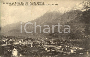 Cartolina originale da collezione 1924 AOSTA Veduta generale con Monte EMILIUS e PIC DE NONE Cartolina FP VG 1