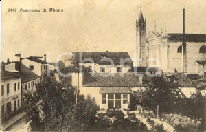 Cartolina originale da collezione 1913 ABANO TERME PD Panorama del paese con la chiesa Cartolina FP VG 1