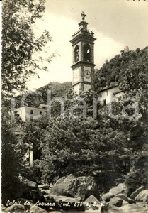 Cartolina originale da collezione 1950 ca AVERARA BG Veduta chiesa e torrente MORA Cartolina postale FG VG 1