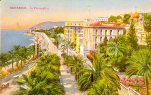 Cartolina originale da collezione 1932 SANREMO IM Passeggiata con palmizi sul lungomare Cartolina FP VG 1