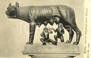 Cartolina originale da collezione 1916 ARTE Lupa del CAMPIDOGLIO ROMA - Opera etrusca *Cartolina FP VG 1