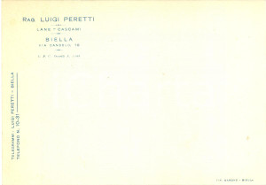 Cartolina originale da collezione 1950 BIELLA Lane cascami Rag. Luigi PERETTI Cartolina commerciale FG VG 1
