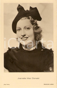 Cartolina originale da collezione 1935 ca CINEMA Attrice Jeanette MacDONALD Ritratto con fiocco *Cartolina FP NV 1