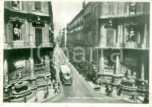 Cartolina originale da collezione 1955 ca PALERMO Autocorriera in Via MAQUEDA Quattro Canti Cartolina FG VG 1