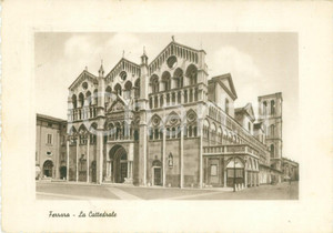 Cartolina originale da collezione 1954 FERRARA Veduta della facciata della Cattedrale Cartolina FG VG 1