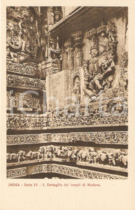 Cartolina originale da collezione 1935 ca MISSIONI ESTERE - MADURAI (INDIA) Dettaglio del Tempio *Cartolina FP NV 1
