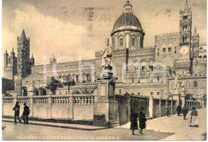 Cartolina originale da collezione 1941 PALERMO Veduta di lato della CATTEDRALE Cartolina ANIMATA FG VG 1