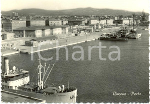 Cartolina originale da collezione 1957 LIVORNO Nave ASKEPOT all attracco Cartolina FG VG COLONIA FERROVIERI 1