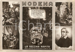 Cartolina originale da collezione 1955 ca MODENA Vedutine Secchia Rapita Ritratto Alessandro TASSONI Cartolina FG 1