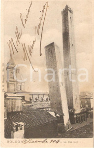 Cartolina originale da collezione 1904 BOLOGNA, vista due Torri  Ed. Mengoli no 222 Cartolina 1