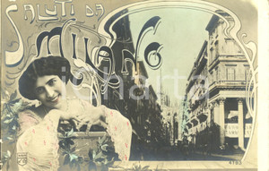 Cartolina originale da collezione 1900 ca MILANO Corso VITTORIO EMANUELE e scorcio del DUOMO *Cartolina FP NV 1