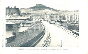 Cartolina originale da collezione 1900 ca NAPOLI La strada del molo e Castel SANT'ELMO *Cartolina postale FP NV 1