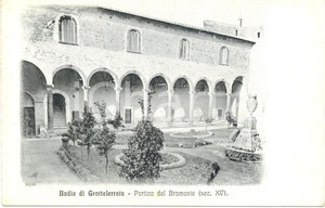 Cartolina originale da collezione 1920 ca BADIA DI GROTTAFERRATA Portico del BRAMANTE *Cartolina FP NV 1