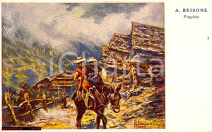 Cartolina originale da collezione 1931 Alfredo BEISONE Pragelato Val Fenestrelle *Cartolina ILLUSTRATA FP VG 1